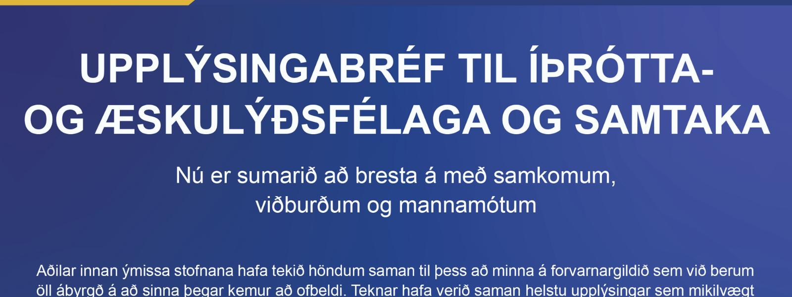 Upplýsingabréf fyrir íþrótta- og æskulýðsstarf